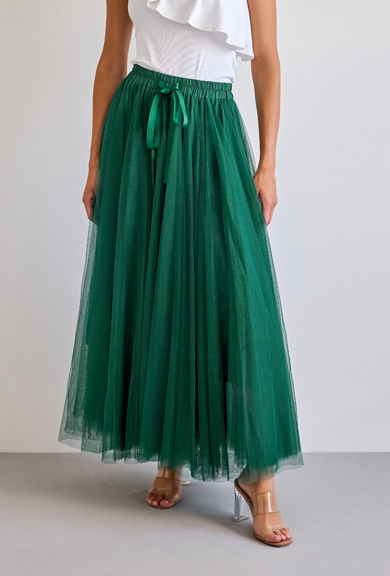 Carrie Tulle Skirt Emerald Green-S/M-Fi&Co Boutique
