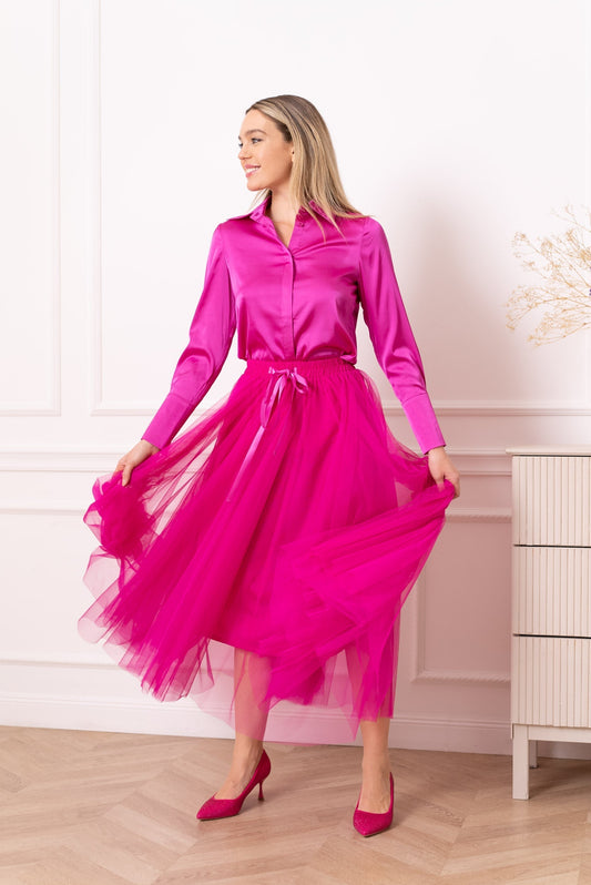 Carrie Tulle Skirt Fuchsia Pink-S/M-Fi&Co Boutique