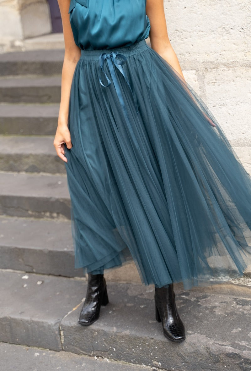 Carrie Tulle Skirt Teal-S/M-Fi&Co Boutique