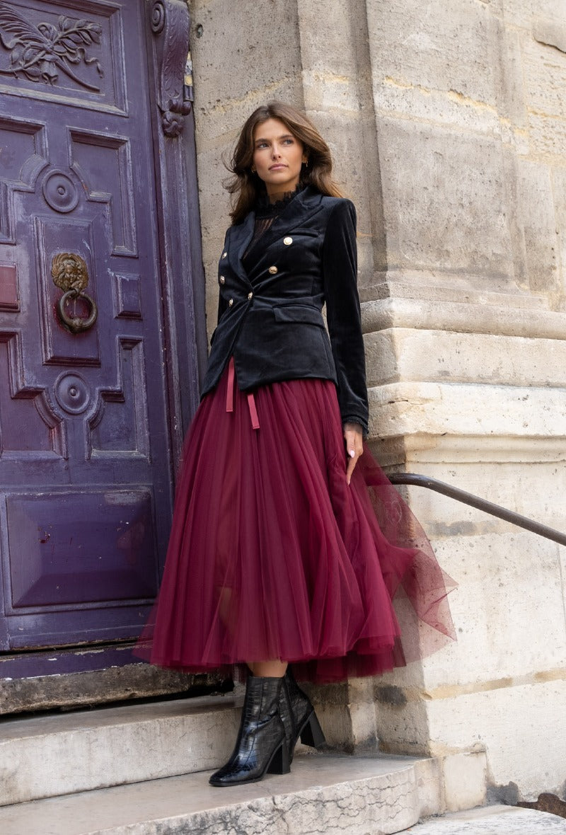 Carrie Tulle Skirt Wine-S/M-Fi&Co Boutique