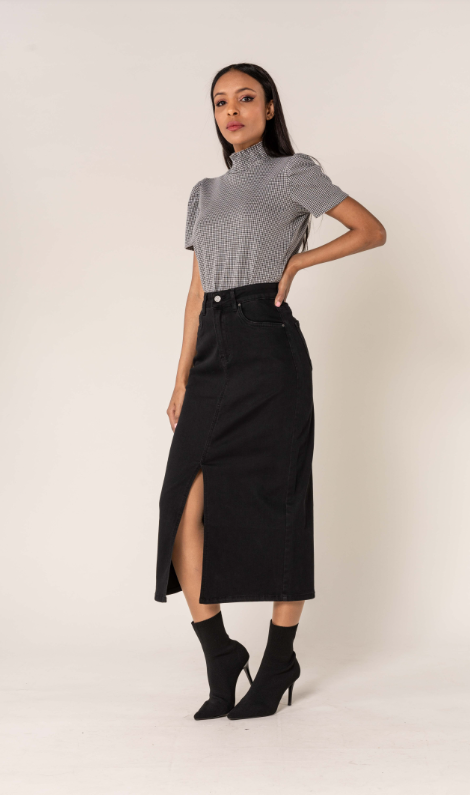Kelly Denim Skirt-Black Denim-Fi&Co Boutique