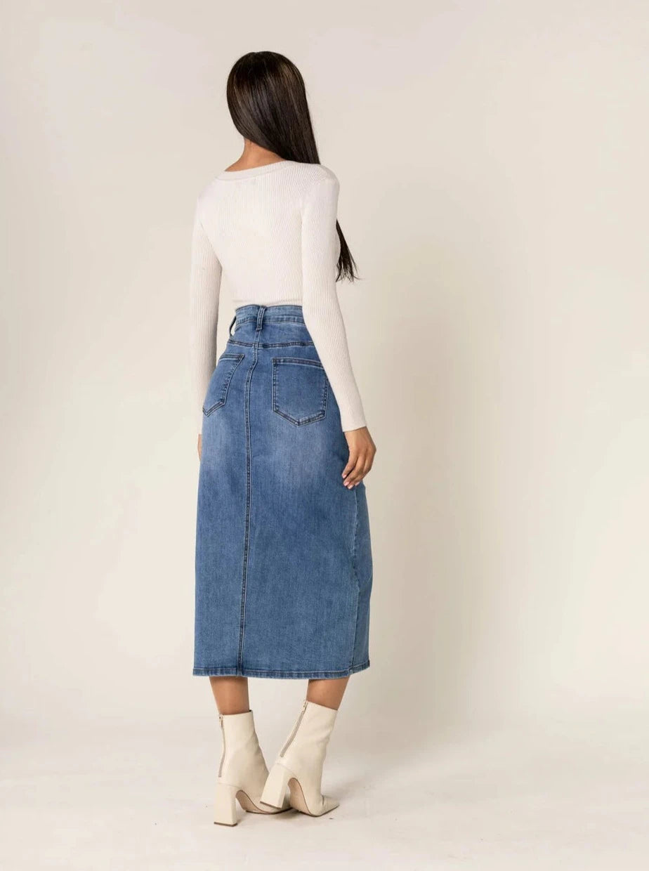 Kelly Denim Skirt-Blue-Fi&Co Boutique