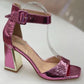 Melina Fuchsia Shimmer Heel Sandals