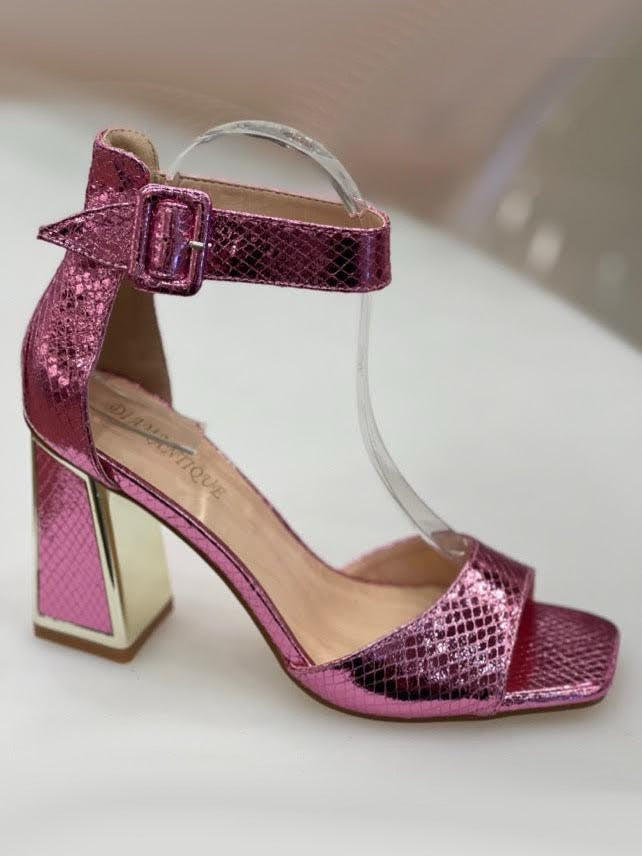 Melina Fuchsia Shimmer Heel Sandals